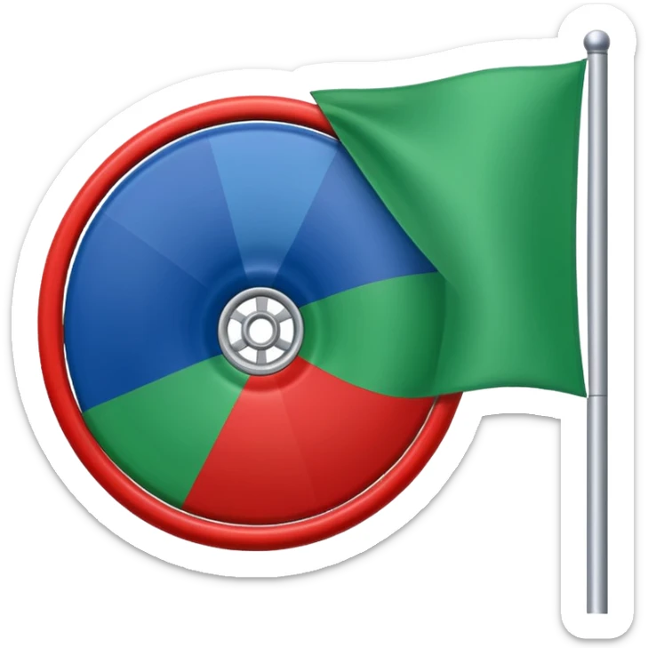 Drapeau bande bleu en haut bande verte en bas et roue rouge au milieu sticker