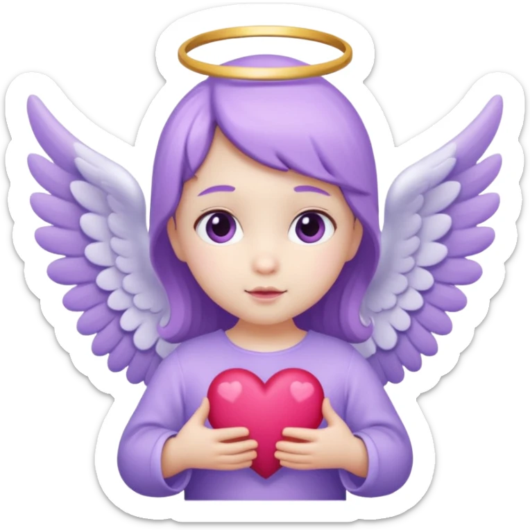 love cupid purple cute no human, an angel with heart, a withe angel like a baby sticker