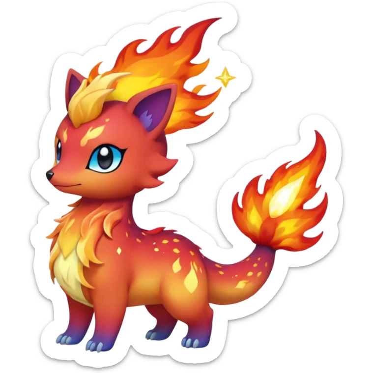 Elemental Forty Fiery Sparky Fierce Colorful Gradient Sparkly Nebular Starry Flaming Viney Vinal Dusky Aurorus-Amaura-Auroras-Pokémon-Fakémon-creature sticker