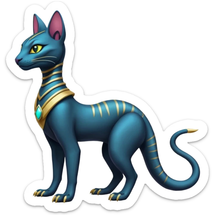 Futuristic Modern Furry Ethereal Beautiful Salandit-Bastet-Fakémon-hybrid-creature (full body)  sticker