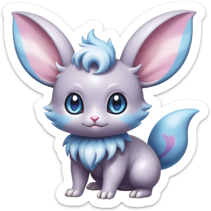 Shiny Vibrant Colorful Rare Minccino-Espurr-Cinccino-creature-hybrid sticker