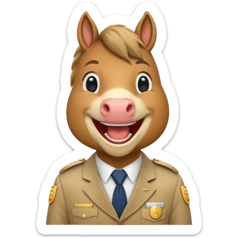 Laughing horse who is a smart bank clerk but laughing sticker