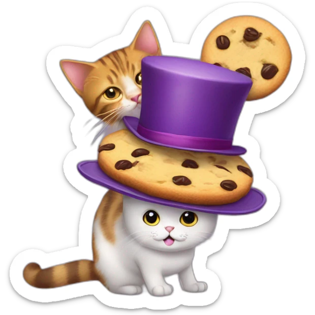 cat-with-a-top-hat-riding-a-purple-cat-riding-a-red-cat-riding-a-yellow-cat-riding-a-giant-cookie sticker