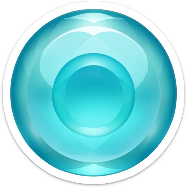 Round cut smithsonite gemstone with aqua blue color and holographic color play sticker