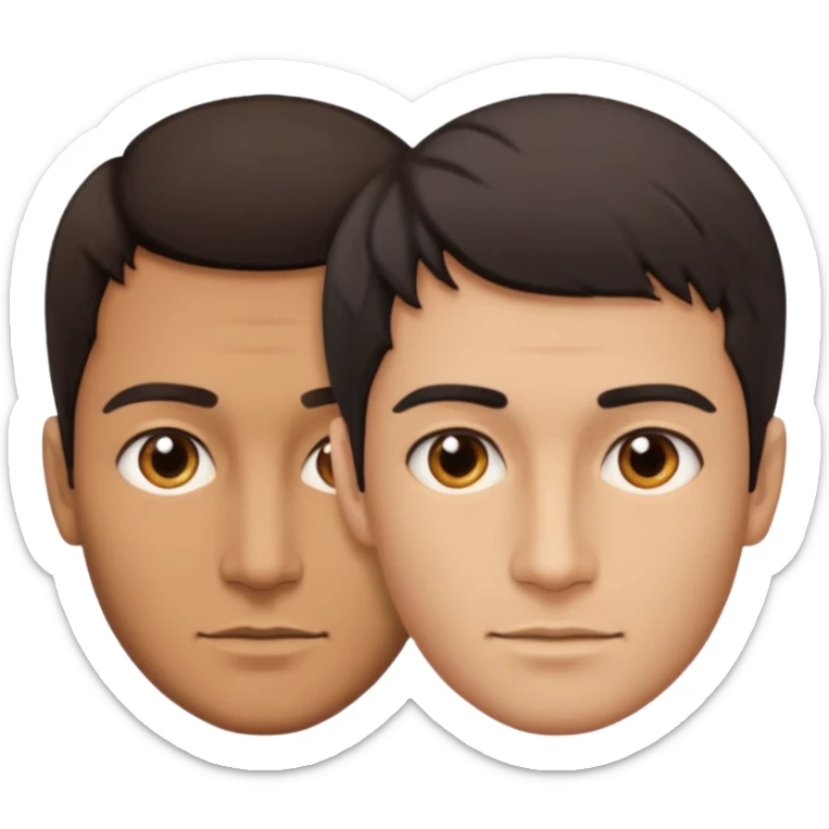 a man with two faces, half of the face looking right, half of the other part looking left sticker