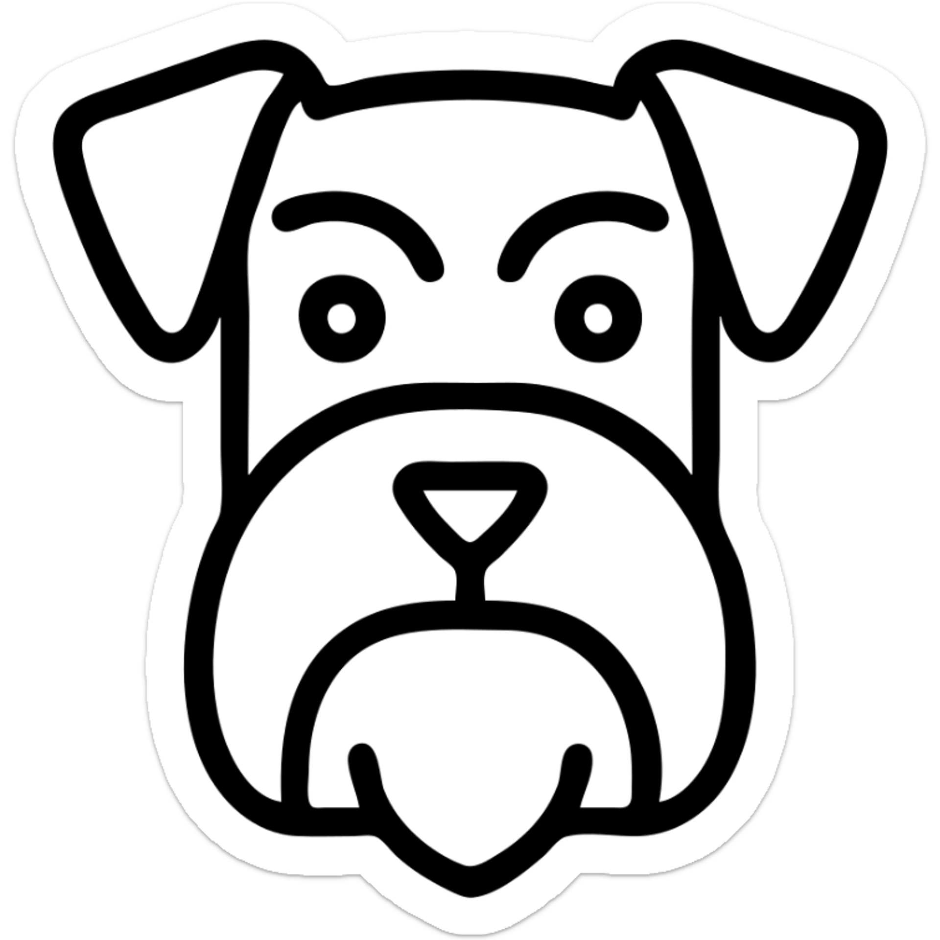 minimal icon of white schnauzer dog with clean lines sticker