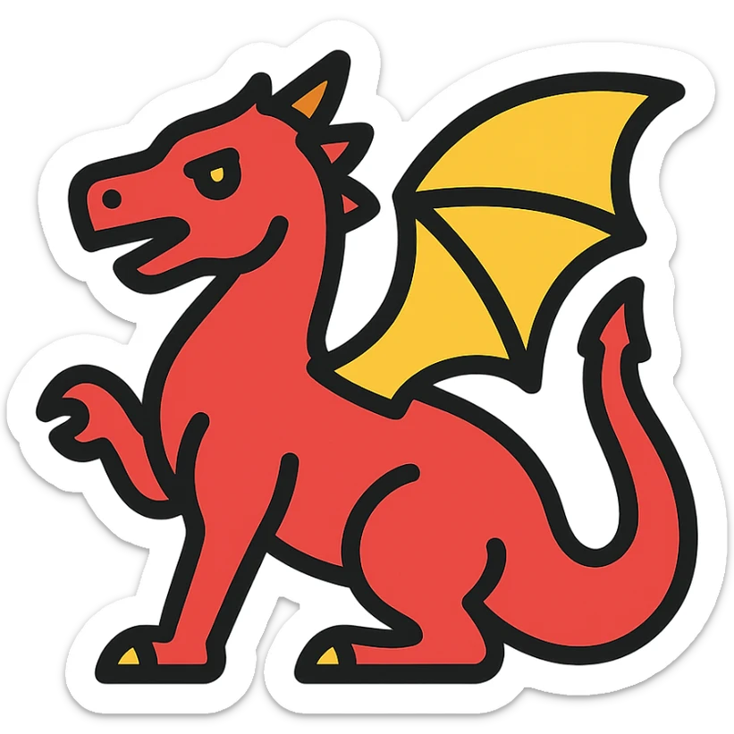 red dragon icon with color outline sticker
