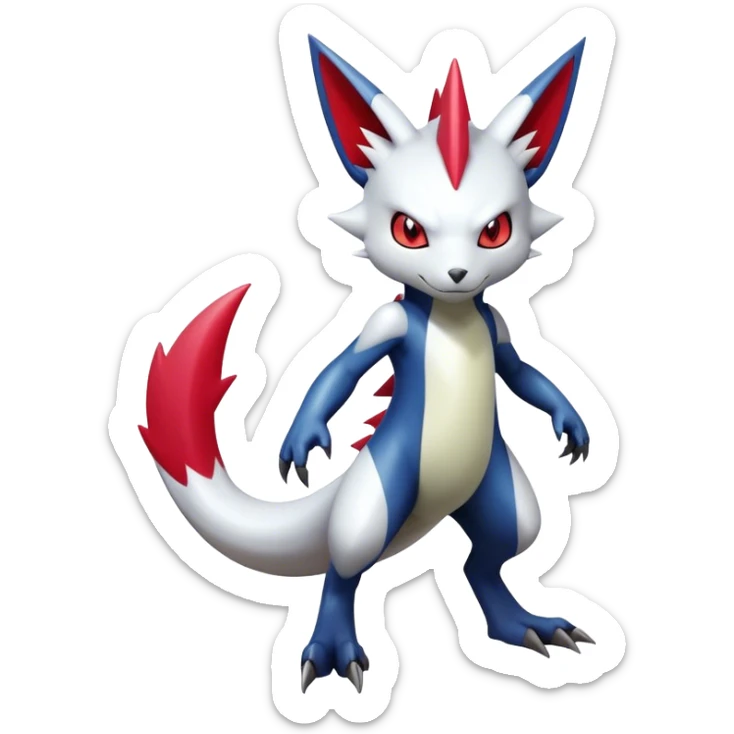 Cool Edgy Badass Shiny Futuristic Ethereal Legendary Digimon-Sneasel-Zangoose-hybrid full body sticker