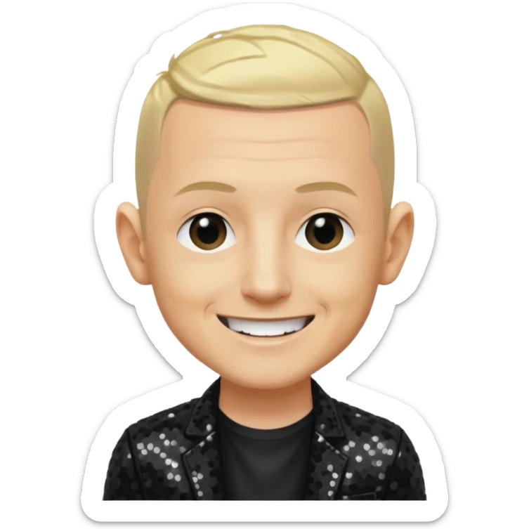 Chester Bennington from Linkin Park with blonde hair, black sequin outfit sticker