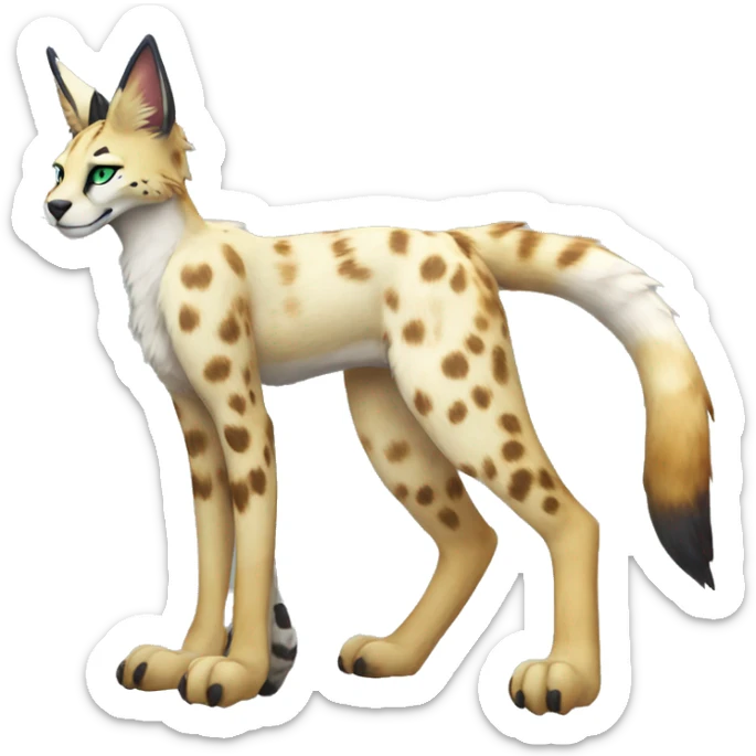 Anthro Epic Beautiful Handsome Pretty Colorful Sergal-Serval-Vernid full body sticker