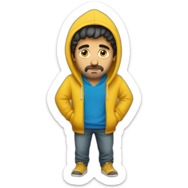 Armenian men  with yellow hoodie and sleepy face sticker