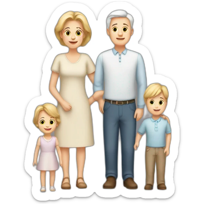 A white family with a mother-a father-two boys twins-old sister sticker