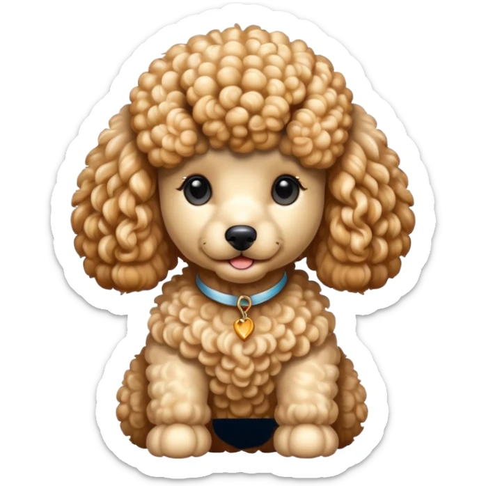 poodle dog, curly fur, elegant, white or apricot sticker