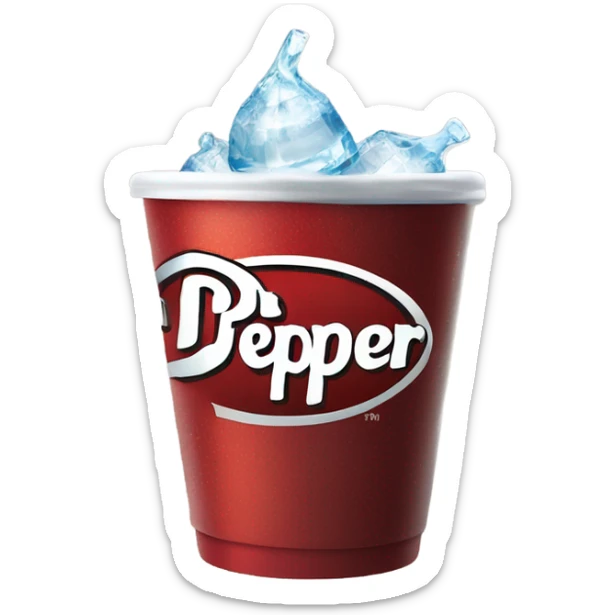 a cup of drpepper in a cup of ice that says drpepper sticker