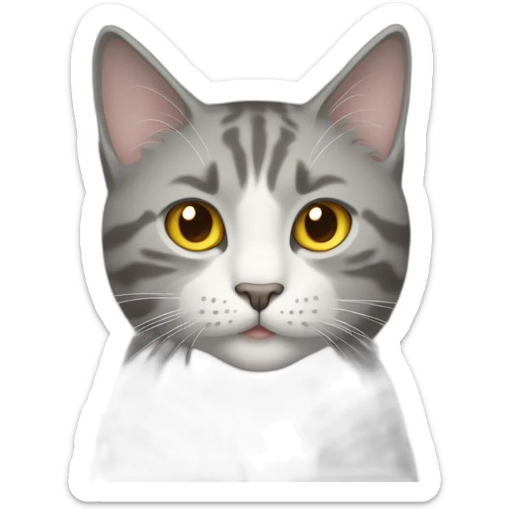 The "🐱" emoji but the cat is gray and have yellow eyes sticker