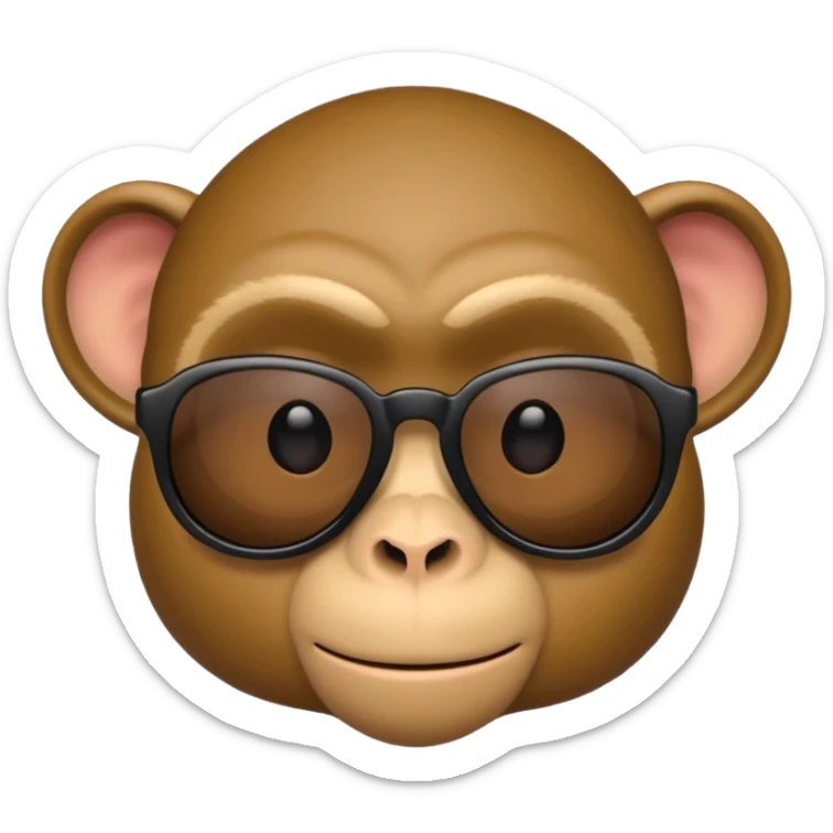Make a suspicious emoji  that looks like a monkey in a mafia with mafia black glasses sticker