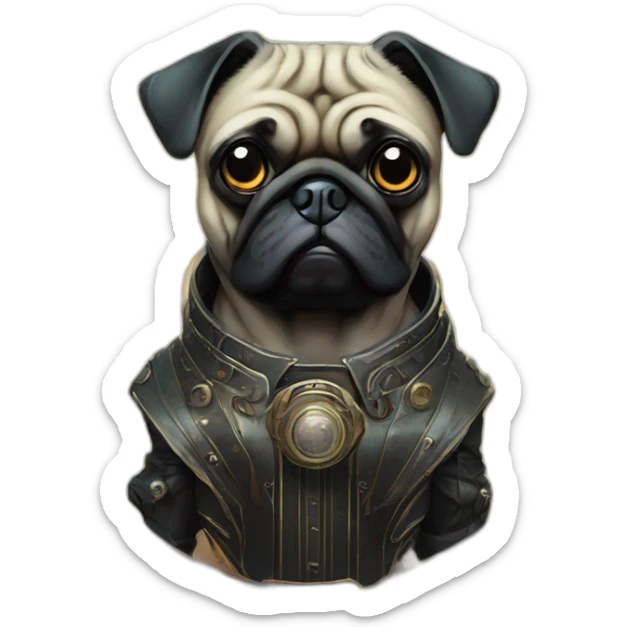 A cyberpunk pug in Art Nouveau style during 1910 sticker