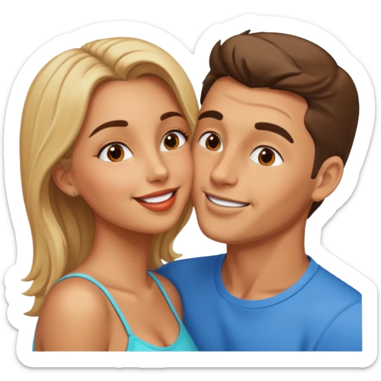 a good looking man and good looking woman are Kissing, outdoor sticker