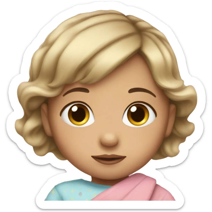 brunette baby girl with blonde baby girl sticker