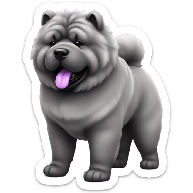 Full body blue Chow chow with purple tongue, photorealistic 4k sticker