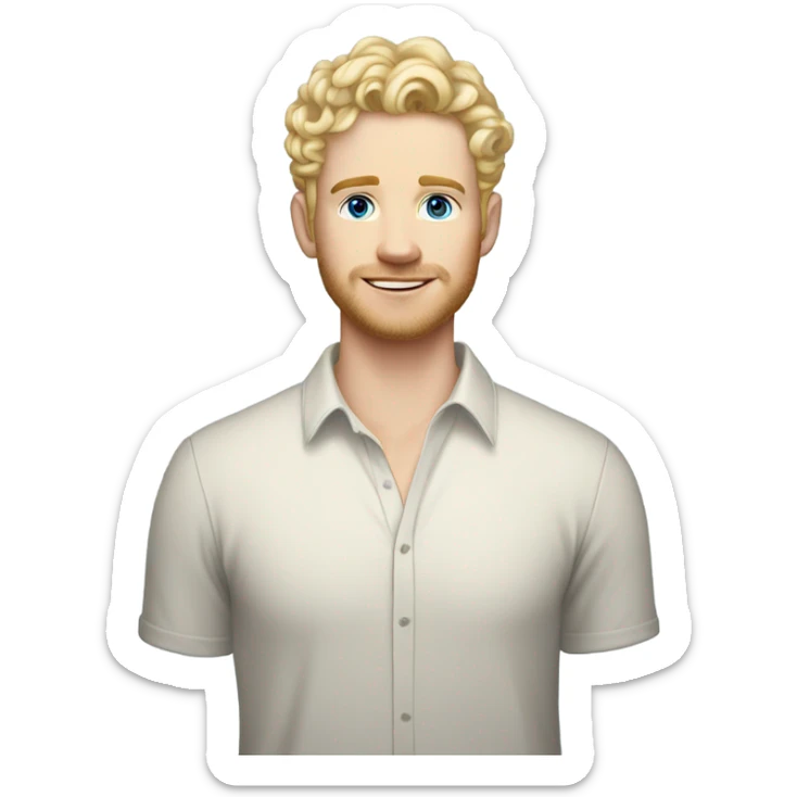 full body light curl blonde 30yo man blue eyed pale skin sticker