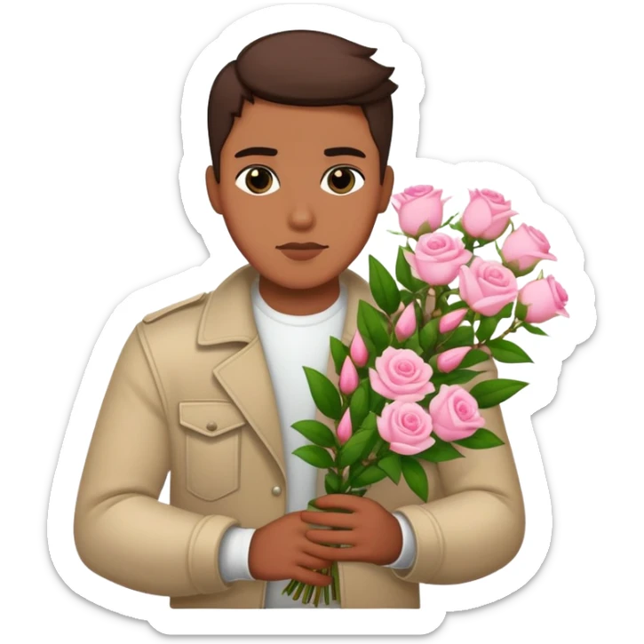 The bad boy is holding a bouquet of pink jasmine roses sticker