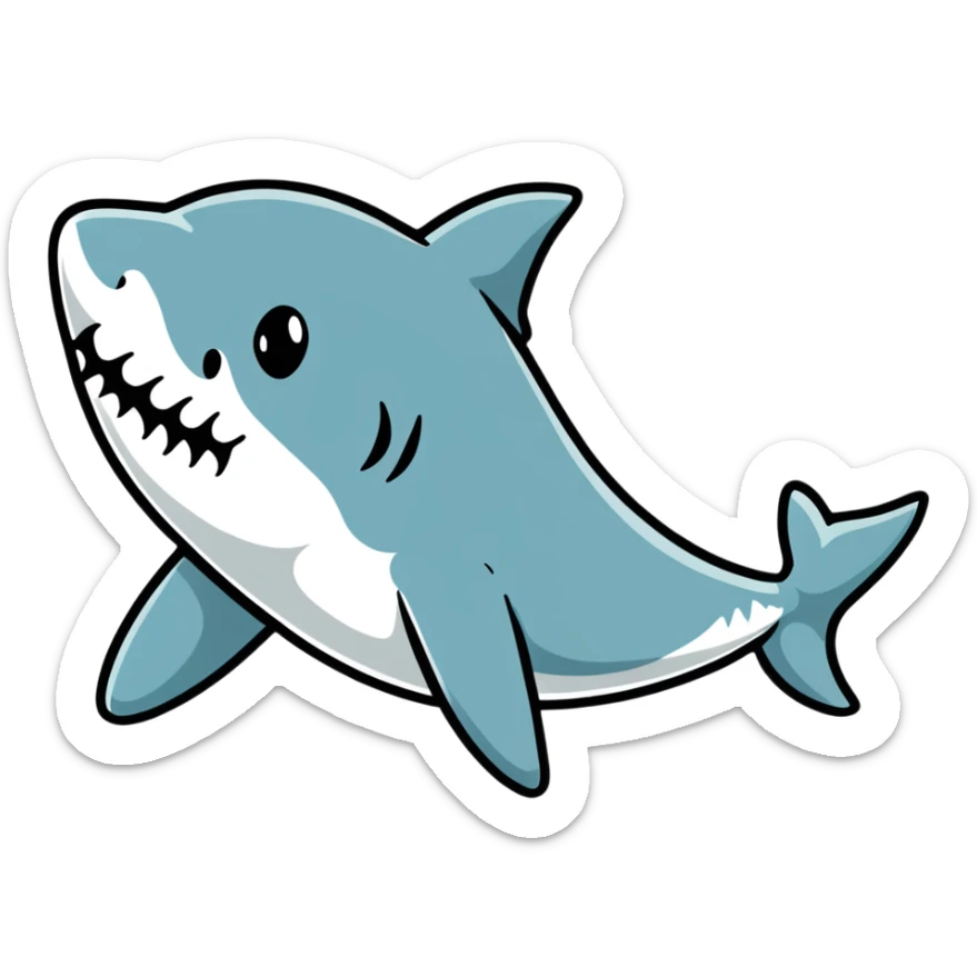 playful shark wearing Air Jordans on its fins and back fin sticker