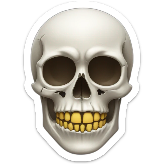 Skull with half covered in skin sticker