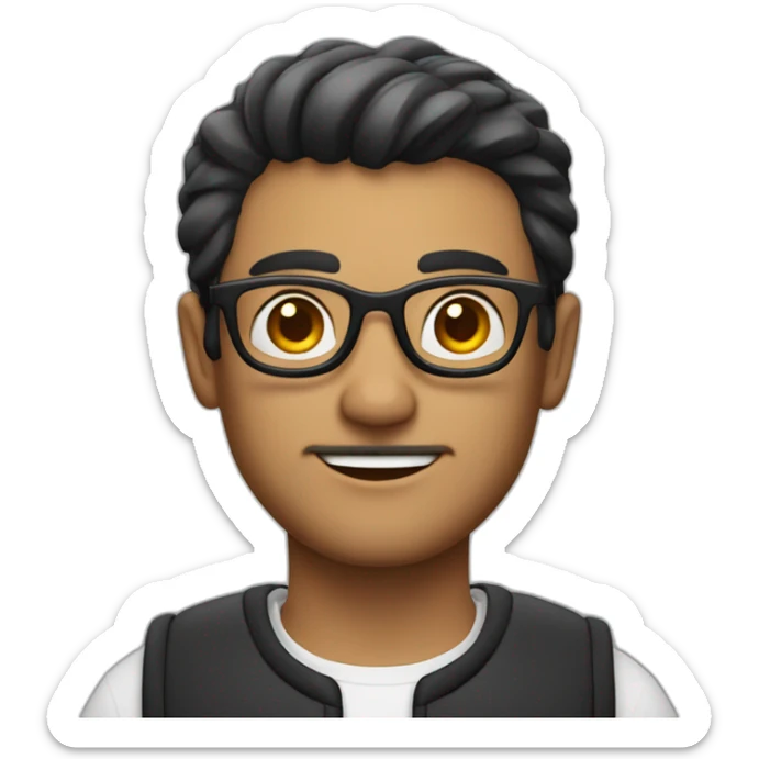 Mediterranean guy with short hairs and black glasses and italian-like clothes and a malicious smirk sticker