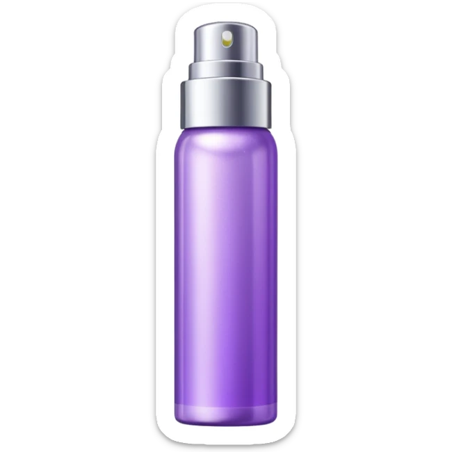 Emoji of a body highlighter spray. It is a small cylindrical purple bottle. sticker