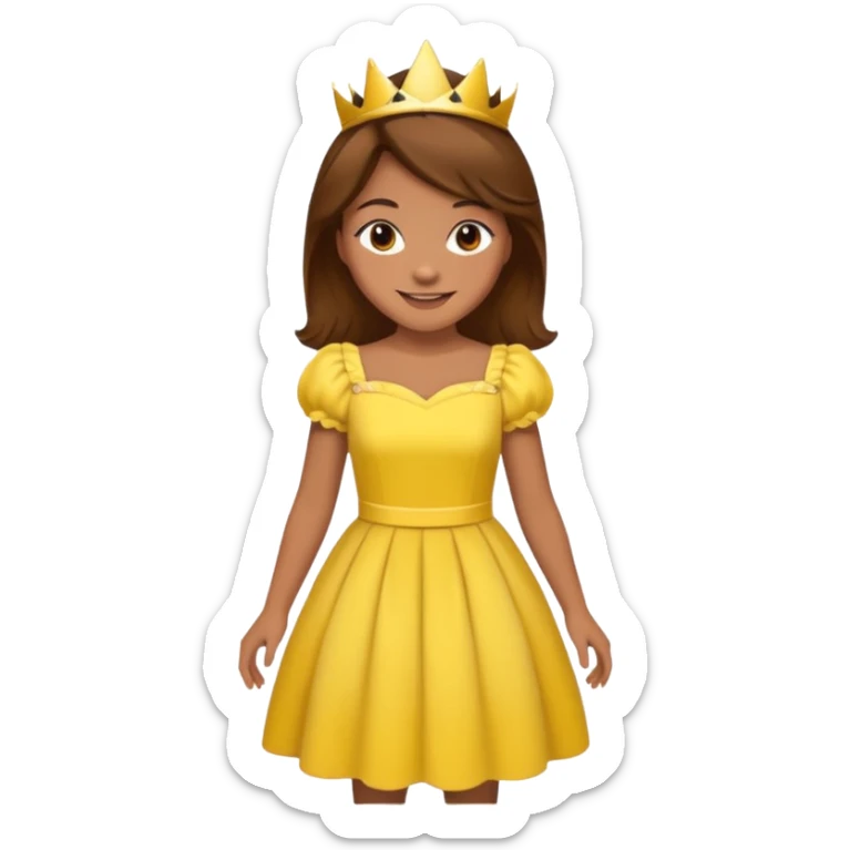 Princess daisy yelllow dress standing with brown hair sticker