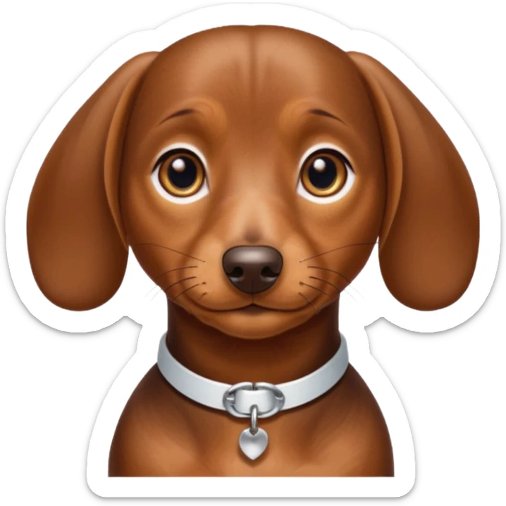 Make a brown short hair dachshund with hazel  eyes and a collar that says the name mocha sticker