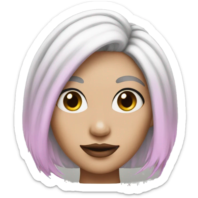 Pink skin woman with white hair and black horns sticker