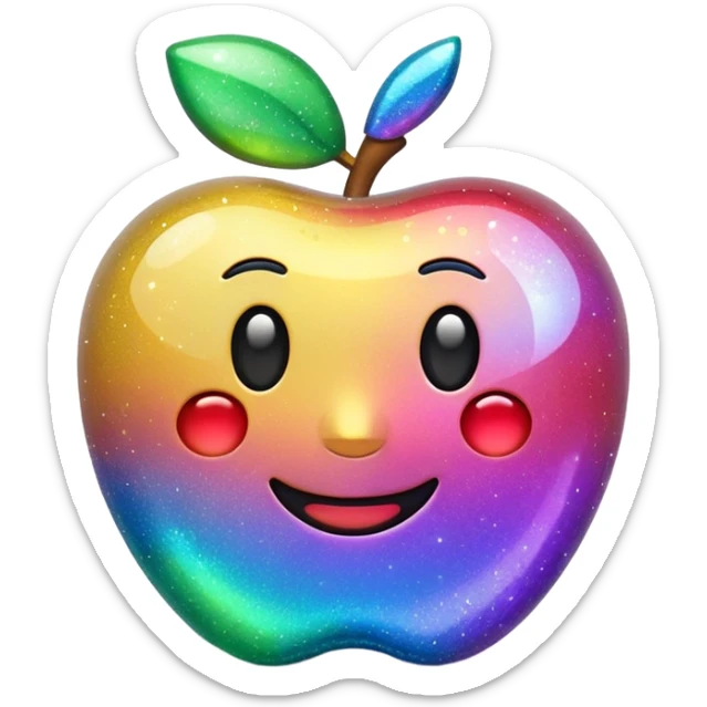 3D Apple-style emoji of scattered glitter, sparkling and shining in multiple colors. Rounded, glossy, smooth, soft shadows, white background.
 sticker