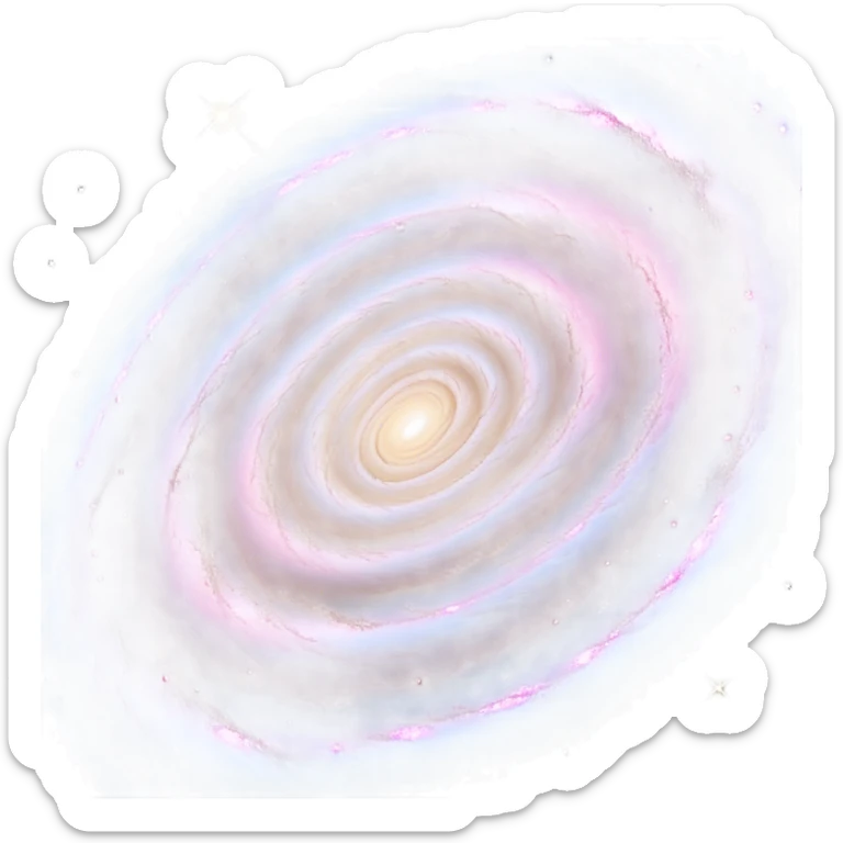  Cinematic Realistic Galaxy – A vast, sweeping view of a majestic spiral galaxy, with glowing arms of stars, dust, and gas stretching into infinity. Vibrant hues of pink, blue, and gold swirl together, capturing the grand scale and breathtaking beauty of the universe. sticker