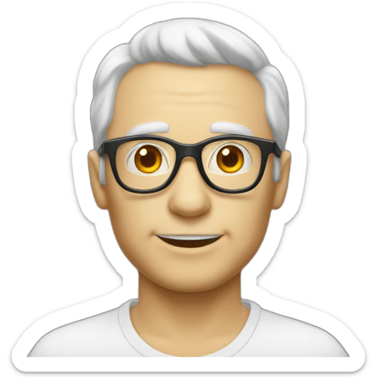Viel homme blanc chauve avec lunettes rondes sans moustache sticker