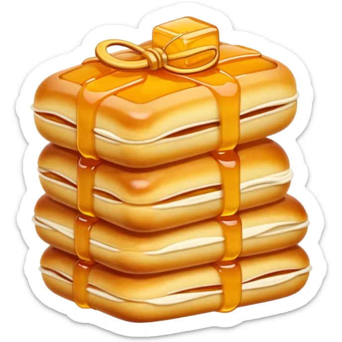 Sachima soft sweet pastry strips with honey, simplified emoji style with bold outlines and bright colors, cartoon style Sa Qi Ma Manchu dessert sticker