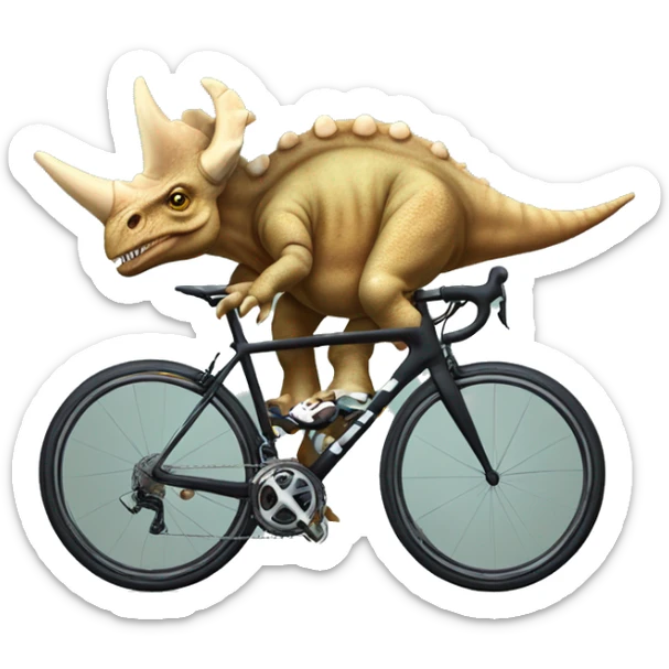 triceratops on roadbike with helmet and jersey sticker