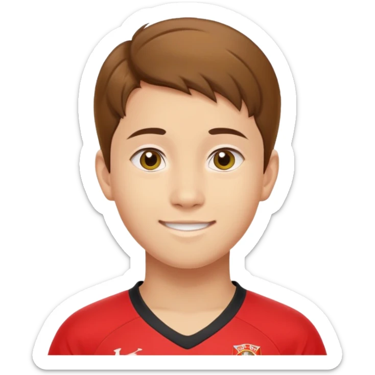 - Nam
- 15 tuổi
- Da vàng
- Tóc nâu, ngắn vuốt chéo bên tráo
- Mặt bầu bĩnh, Cười mỉm, Mắt to
- Áo bóng đá màu đỏ
 sticker