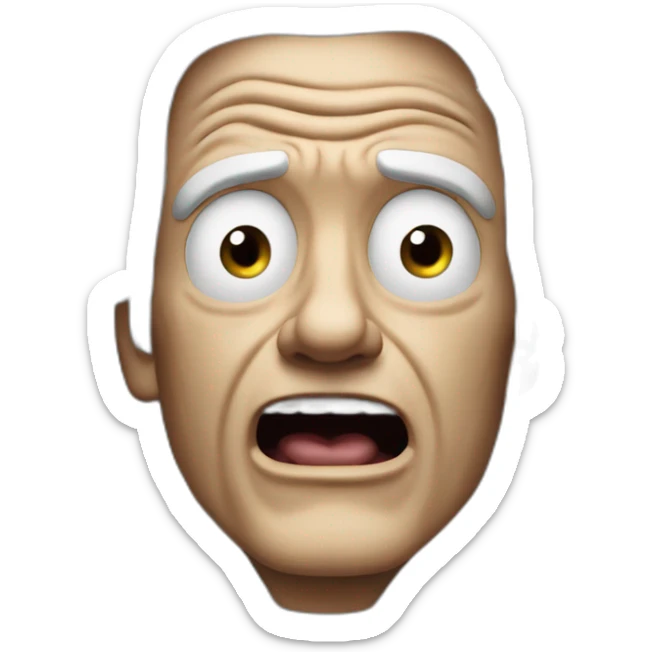 Just the head of Doc brown from back to the future looking shocked and his mouth wide open. No eye-ware. Long hair sticker