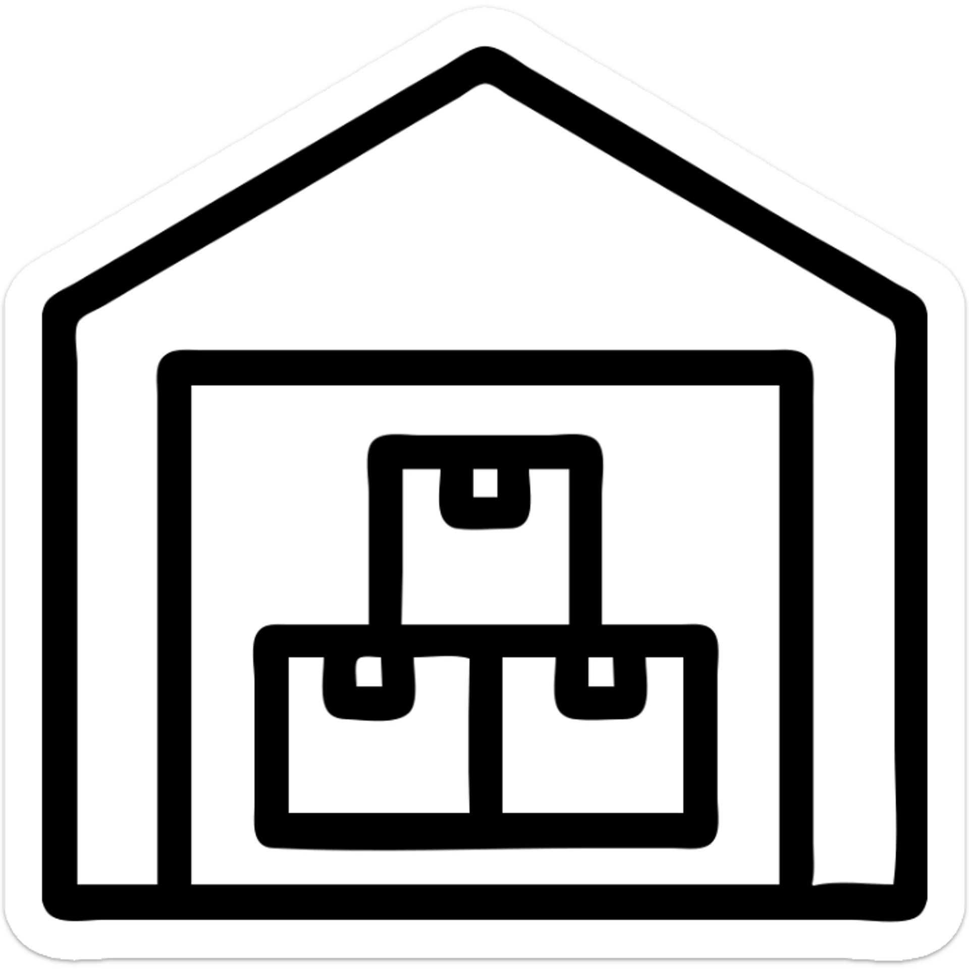 cargo warehouse, outline illustration style sticker
