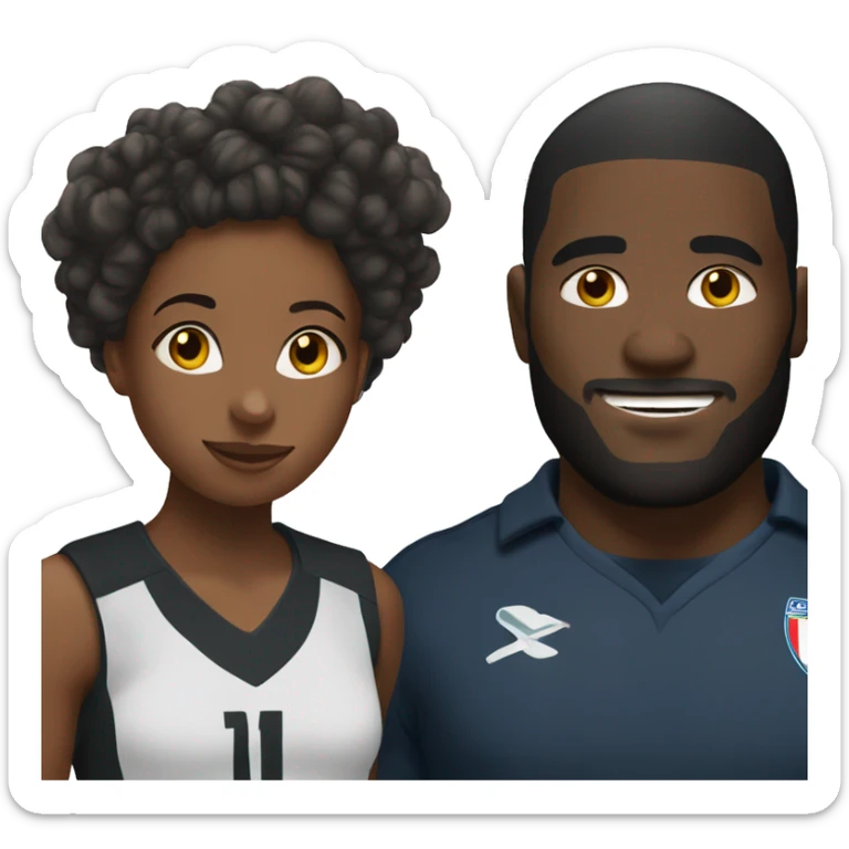 christian short black girl with christian tall black footballer  sticker