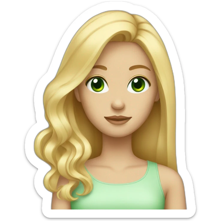 A girl who has blonde and long hair green eyes sticker