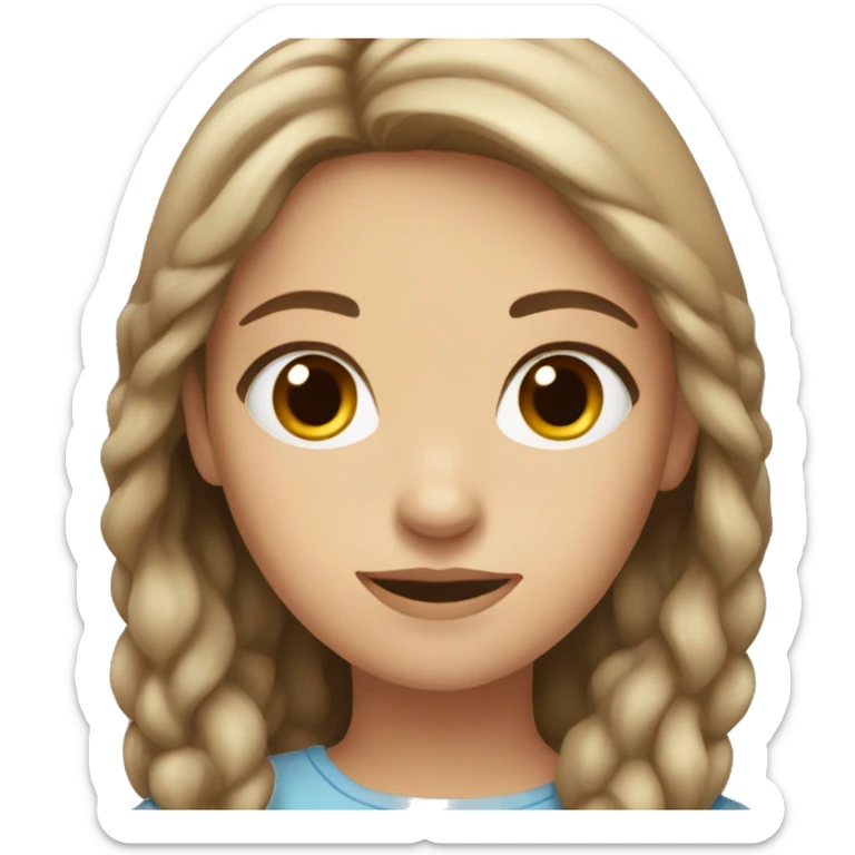 Girl with light brown hair and dark grey eyes  sticker