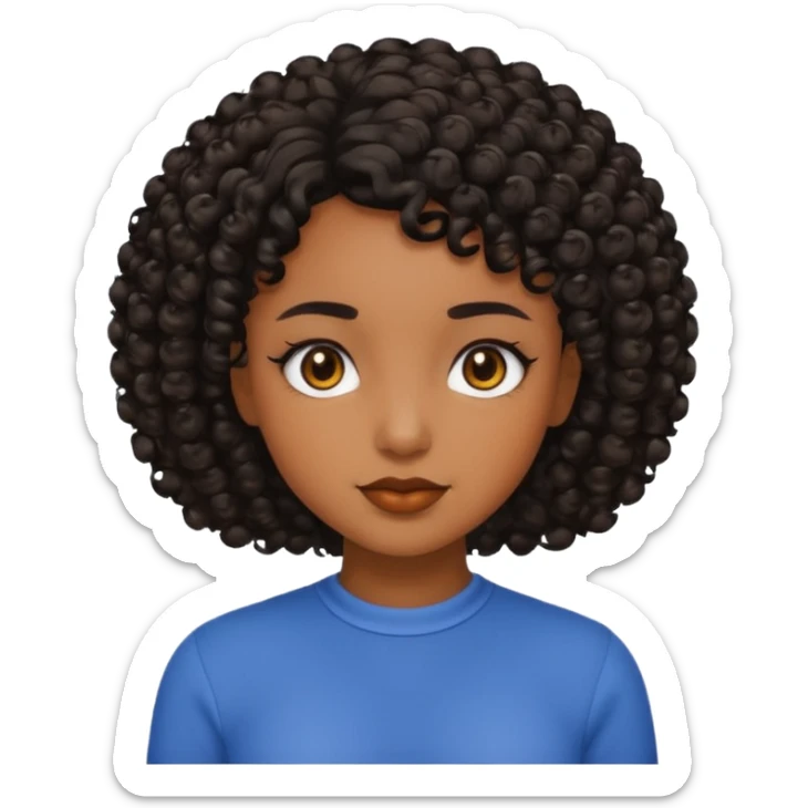 Brown skin Girl with curly black short hair sticker
