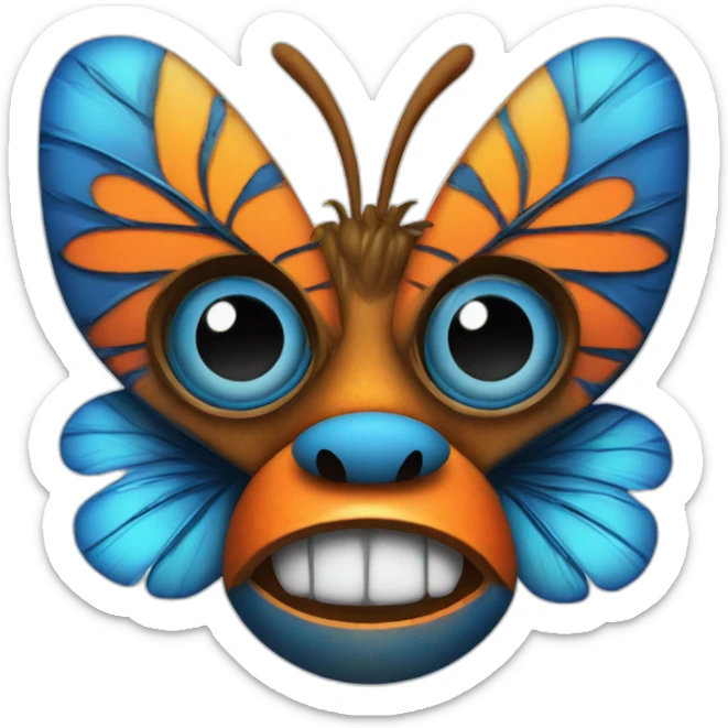 Tiki with colors blue and orange-butterfly-tornado-fun-love-eyelasch sticker