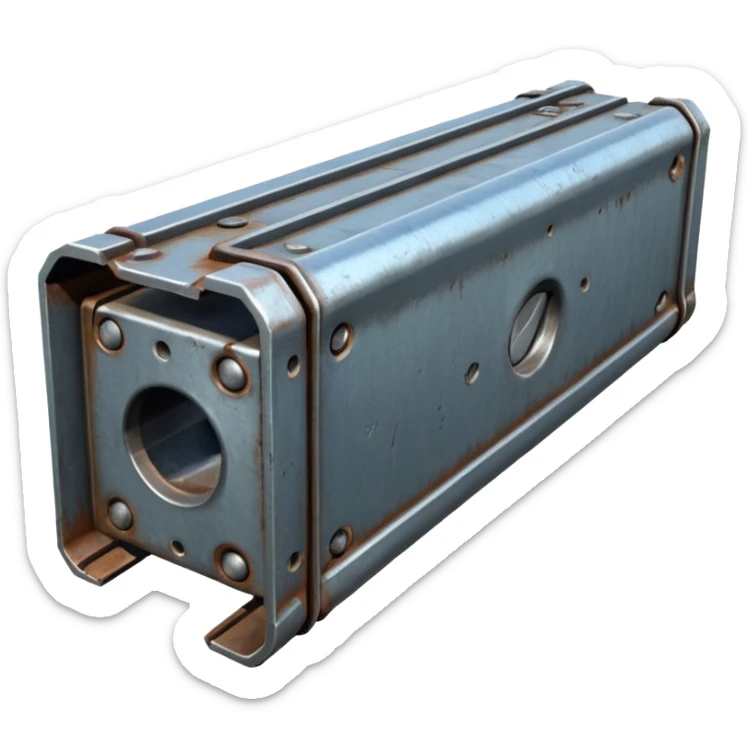 Clean metal beam, unweathered steel, no rust, no damage, sci-fi industrial style, smooth surfaces, high-quality PBR game asset, detailed but clean sticker