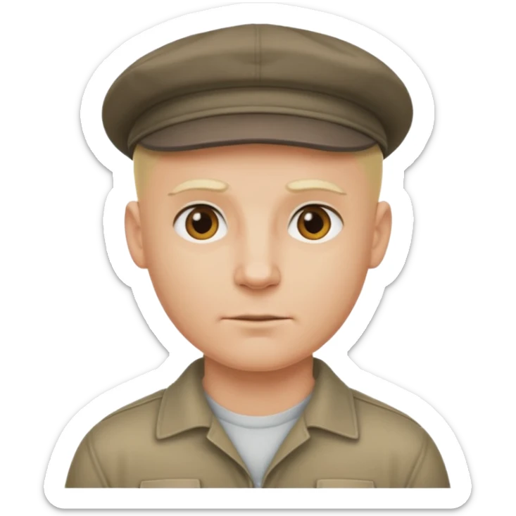 Homme fort blond chauve casquette sticker