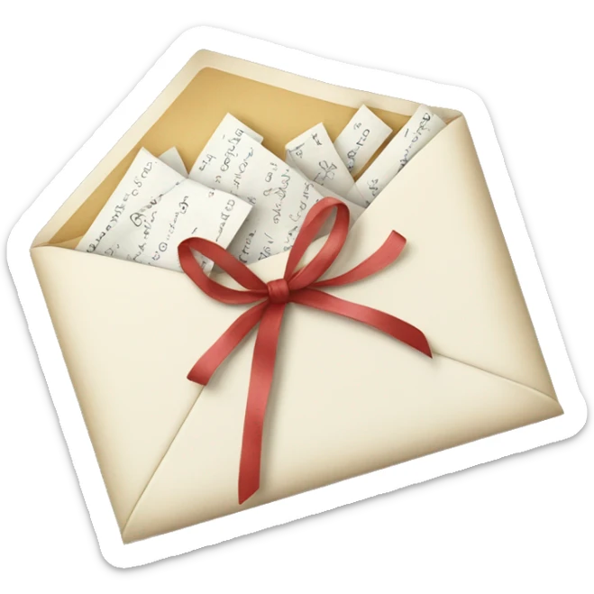 vintage love letters in envelope tied with a baby white ribbon  sticker