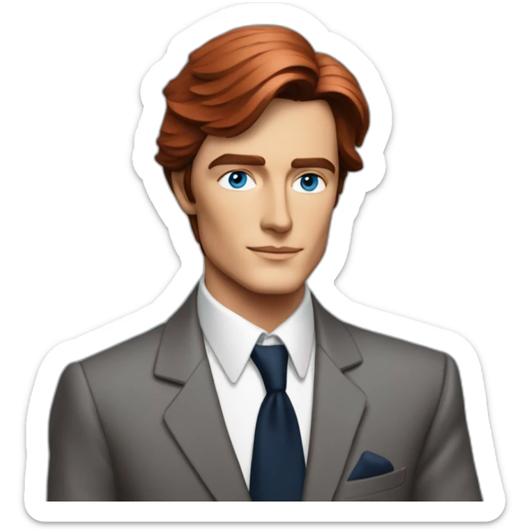 Alain Delon young space navigator blue eyes neat red hair dressed in suit sticker